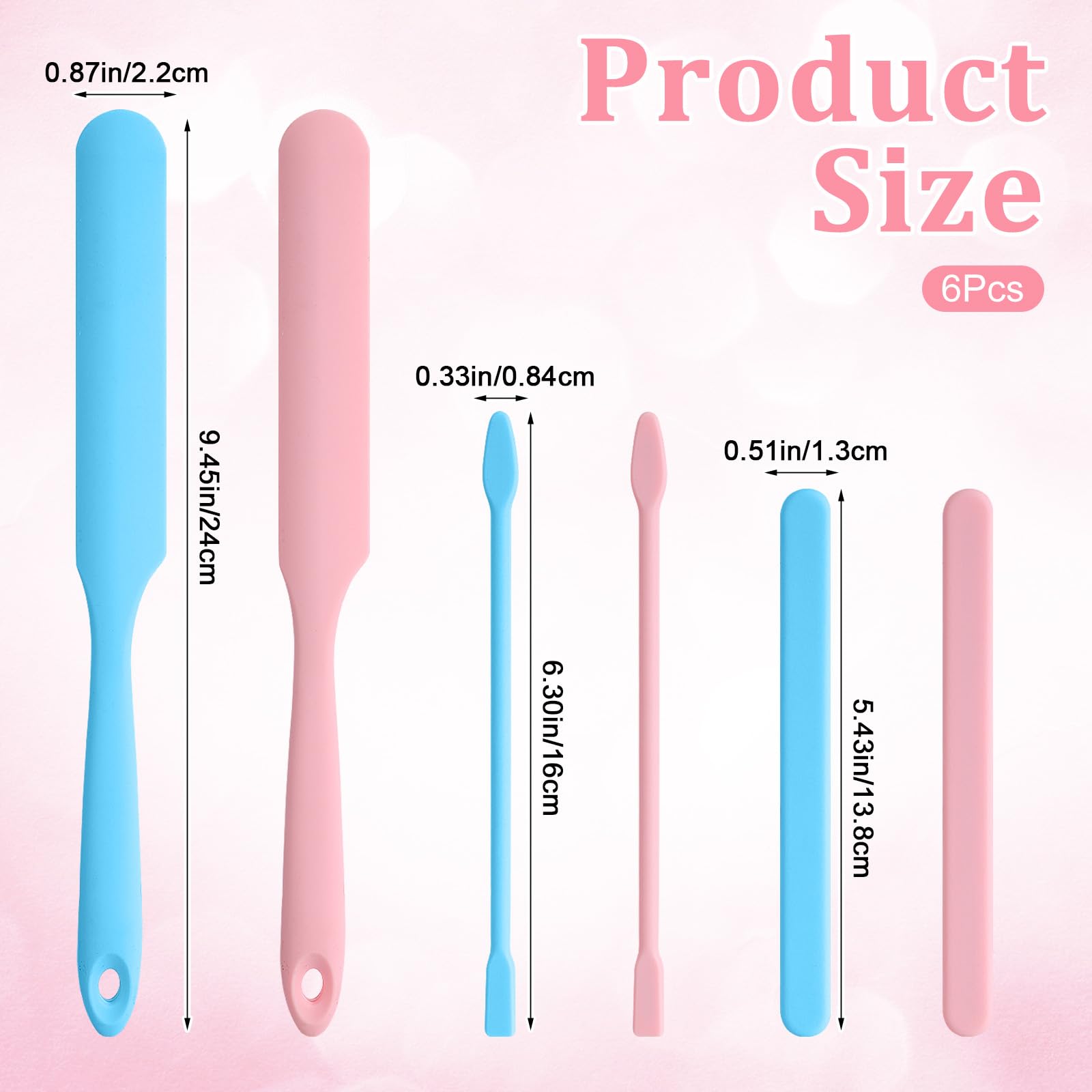 WLLHYF 6Pcs Non-Stick Wax Spatulas Set Silicone Spatula Wax Hair Applicator Removal Sticks Reusable Hard Wax-Scraper Eyebrow-Wax Sticks for Home Salon Body Use
