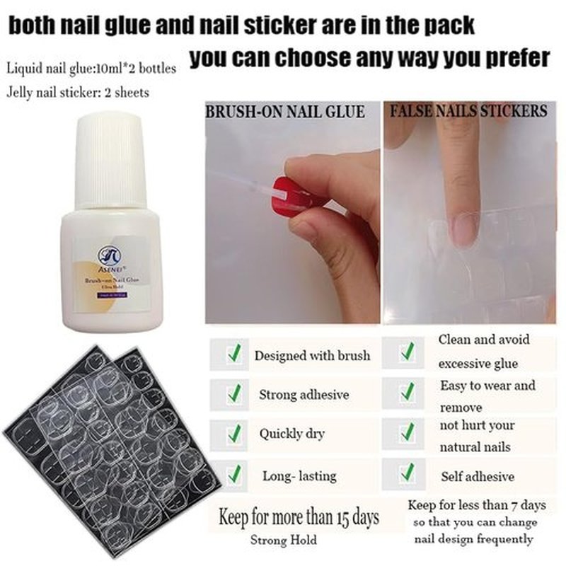 Pre-Designed Almond Press on Nails Kit for Finger by Asenei, 168 Pieces, 7 Designs, with 2 Bottles Nail Glue and Nail tools, All in 1 Press on False Nails (almond finger nail kit)