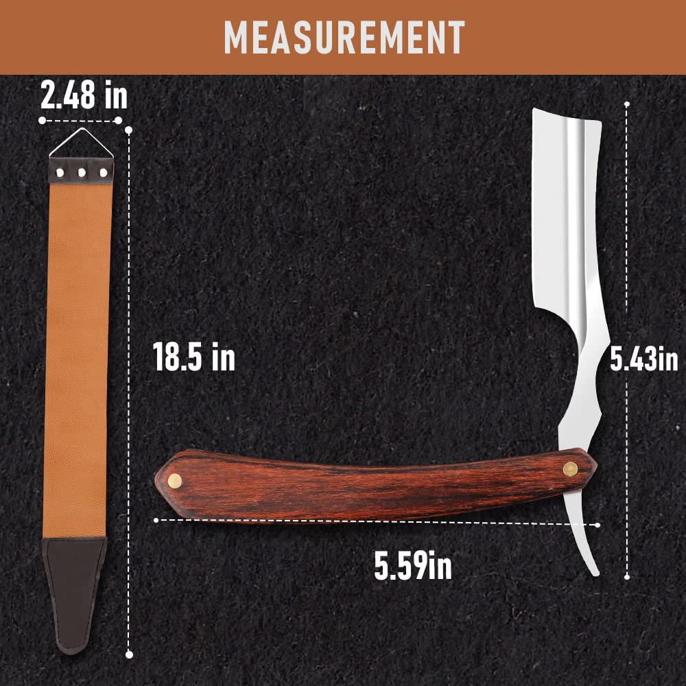 Professional Straight Razor with Strop - Straight Edge Barber Razor Premium Stainless Steel Shaver with Shaving Strop for Men Home & Salon Grooming Using (NO.157)