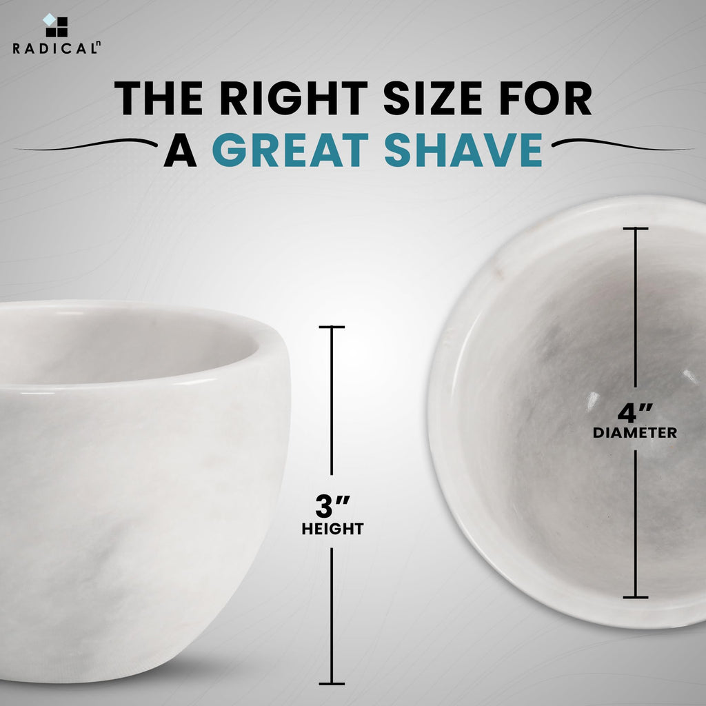 Radicaln Marble Shaving Bowl 3" Inch White Handmade Shaving Soap Holder for Men, Barber Supplies Stone Bowl for Shaving Cream, Foam & Classic Shaving Brush