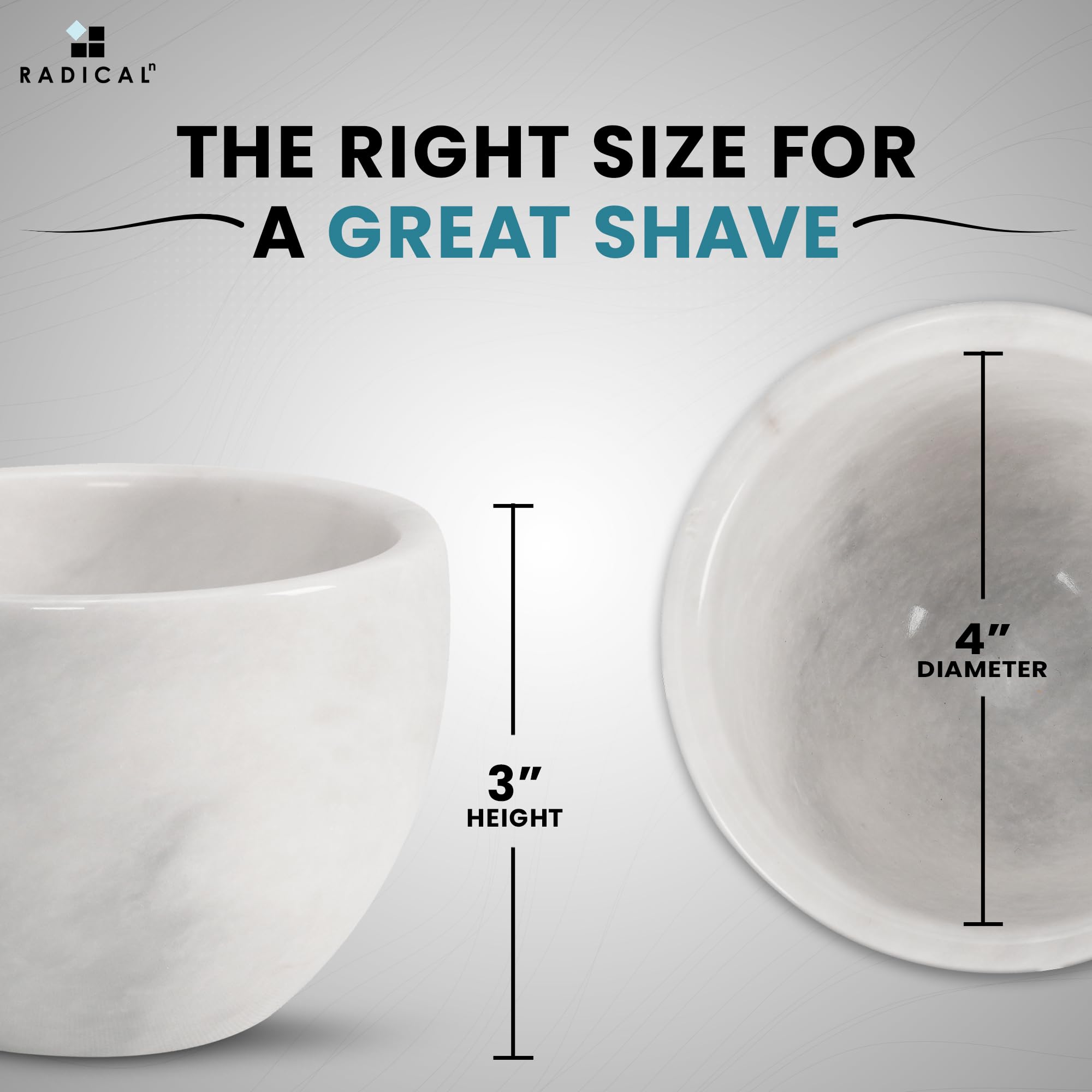 Radicaln Marble Shaving Bowl 3" Inch White Handmade Shaving Soap Holder for Men, Barber Supplies Stone Bowl for Shaving Cream, Foam & Classic Shaving Brush