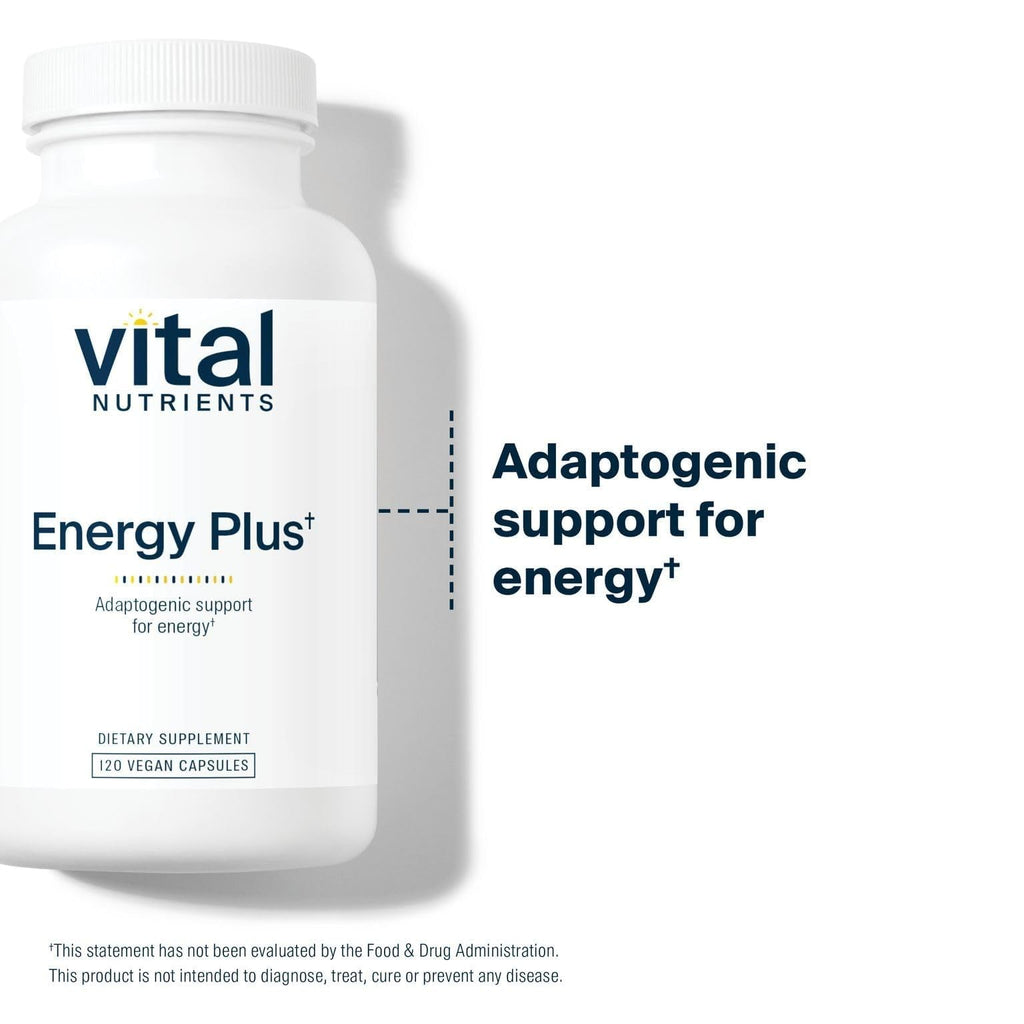Vital Nutrients Energy Plus - Nonstimulatory Herbal Energy Support - Promotes Mental & Physical Stamina - Adaptogenic Support for Stress - Gluten, Dairy, Soy Free - Non-GMO - 120 Capsules