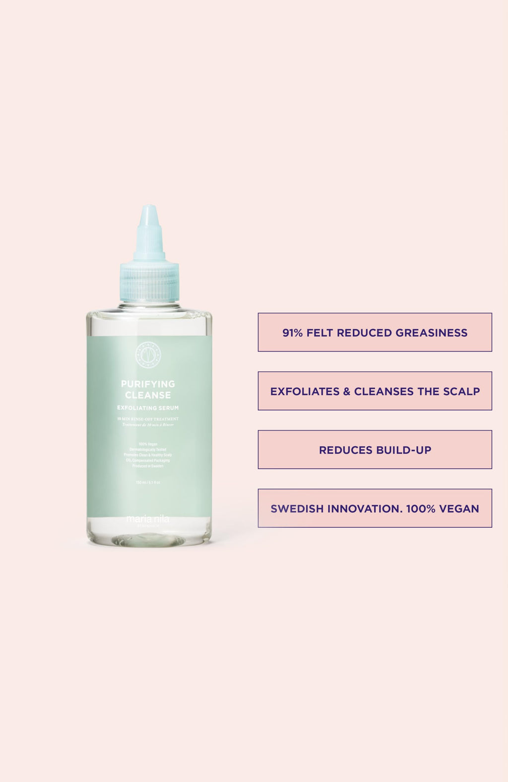 Maria Nila Purifying Cleanse, Exfoliating Serum 5.1 Fl Oz, Exfoliate Scalp from Build up, Cleansing Glycolic Acid (5%) & AHA for Removing dead cells