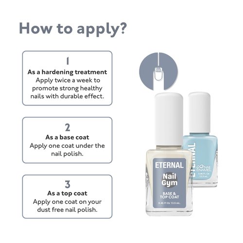 Eternal Nail Gym Top Coat, Strengthening Nail Hardener & Top Coat for Weak, Soft & Fragile Nails