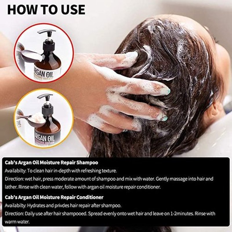 Cab's Argan Oil Shampoo and Conditioner Set for Women and Men - Best Gift for Damaged, Thinning Hair, Curly or Frizzy Hair - Paraben Free 2 x 16.9 fl oz
