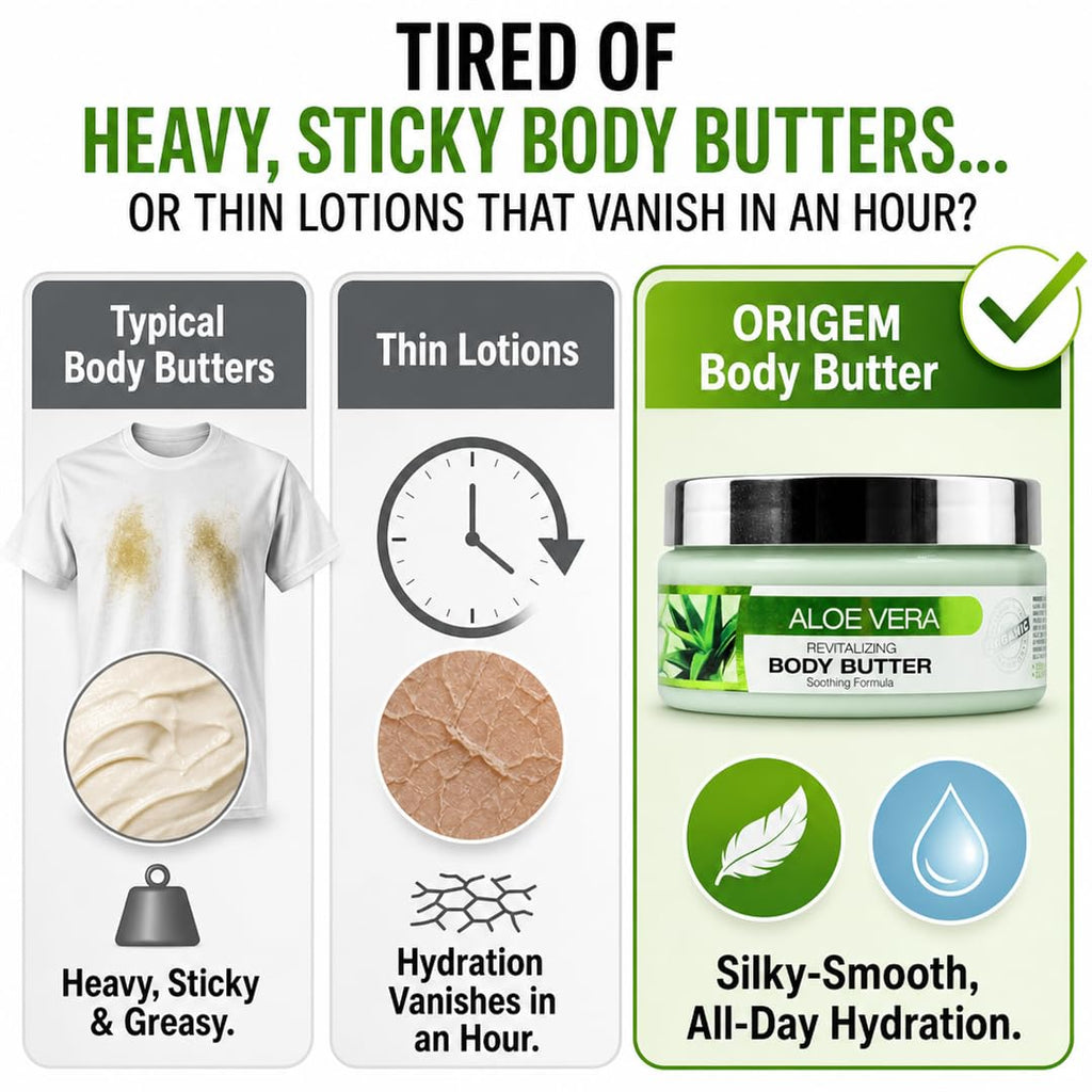 ORIGEM Body Butter for Dry Skin – Ultra-Nourishing & Hydrating Cream with Mango, Ginger, Argan Oil, Shea Butter & Honey – Moisturizer for Smooth, Glowing Skin – 8 Oz