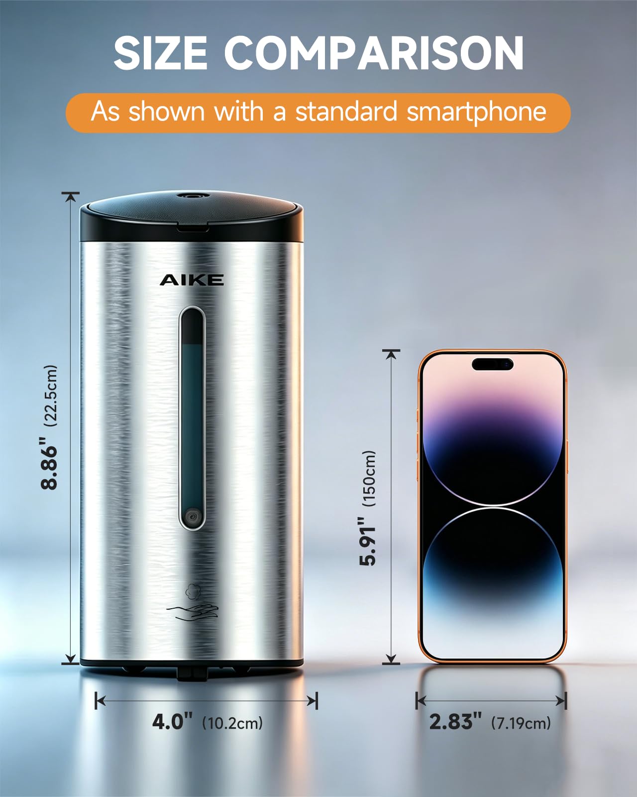AIKE Wall Mount Automatic Foam Soap Dispenser 25 OZ Commercial Large Capacity Stainless Steel Model AK1205FA(Brushed)
