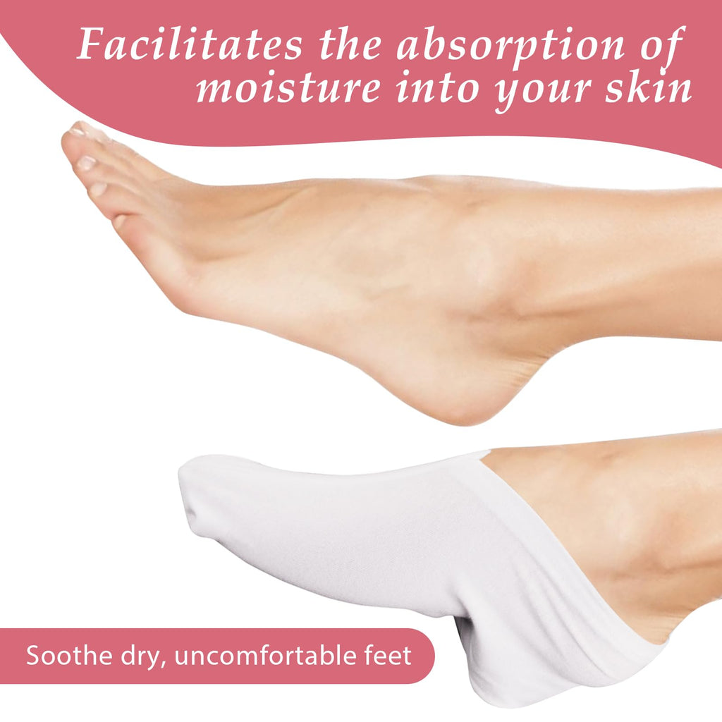 Wanmu 4 Pairs Moisturizing Socks Overnight, Lotion Socks for Dry Feet, Cotton Moisture Enhancing Socks, Soft Spa Absorbing Socks for Foot Care, Cosmetic Therapy Socks for Women and Men