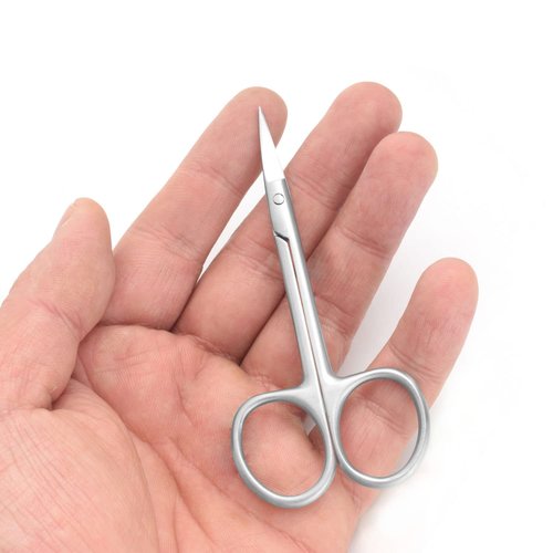 Motanar Cuticle Nail Scissors - Stainless Steel Precision Manicure Scissor - Extra Pointed Straight Curved Fingernail Scissor (Curved Piont+Straight Piont)