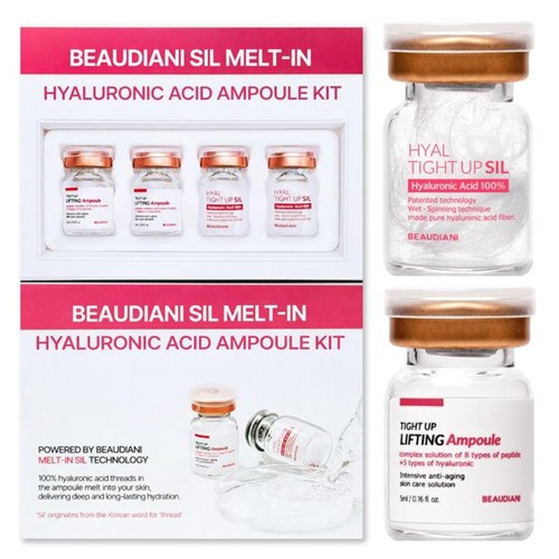 BEAUDIANI Sil Melt-In Hyaluronic Acid Serum & Ampoule Kit, 2 Session Intensive Hydration Program Korean Skincare Melt-In Hyaluronic Thread Serum