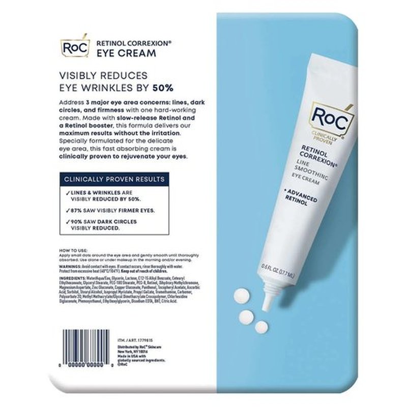 Eye See RoC Line Smoothing Eye Cream, 0.6 Fluid Ounce (Pack of 3)