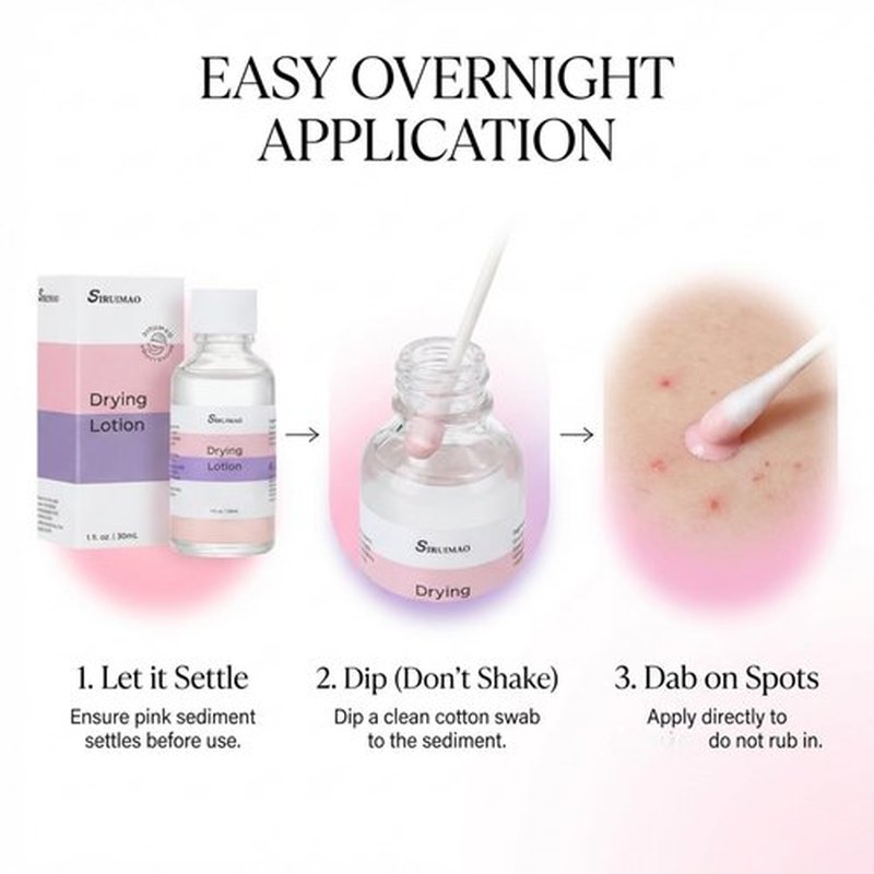 SIRUIMAO Overnight Drying Lotion for Surface Blemishes - Fast Acting Bi-Phase Pink Spot Solution for Face & Body - Soothing Calamine & Tea Tree Oil to Dry Out Impurities & Reduce Redness (1 fl oz)