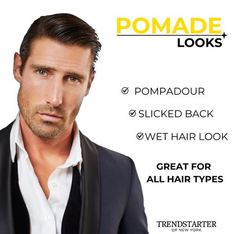 TRENDSTARTER Classic Pomade - Light Hold & High Shine | 4oz Water-Based Formula for All-Day Smooth Finish