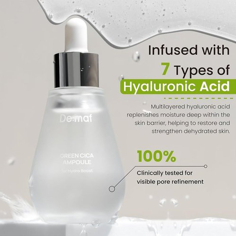Green Cica Ampoule with 72% Green Tea, Cica & 8-Layer Hyaluronic Acid | Soothing & Sebum Control Pore Serum for Blackheads and Enlarged Pores | For Oily & Combination Skin (1.7 fl oz)