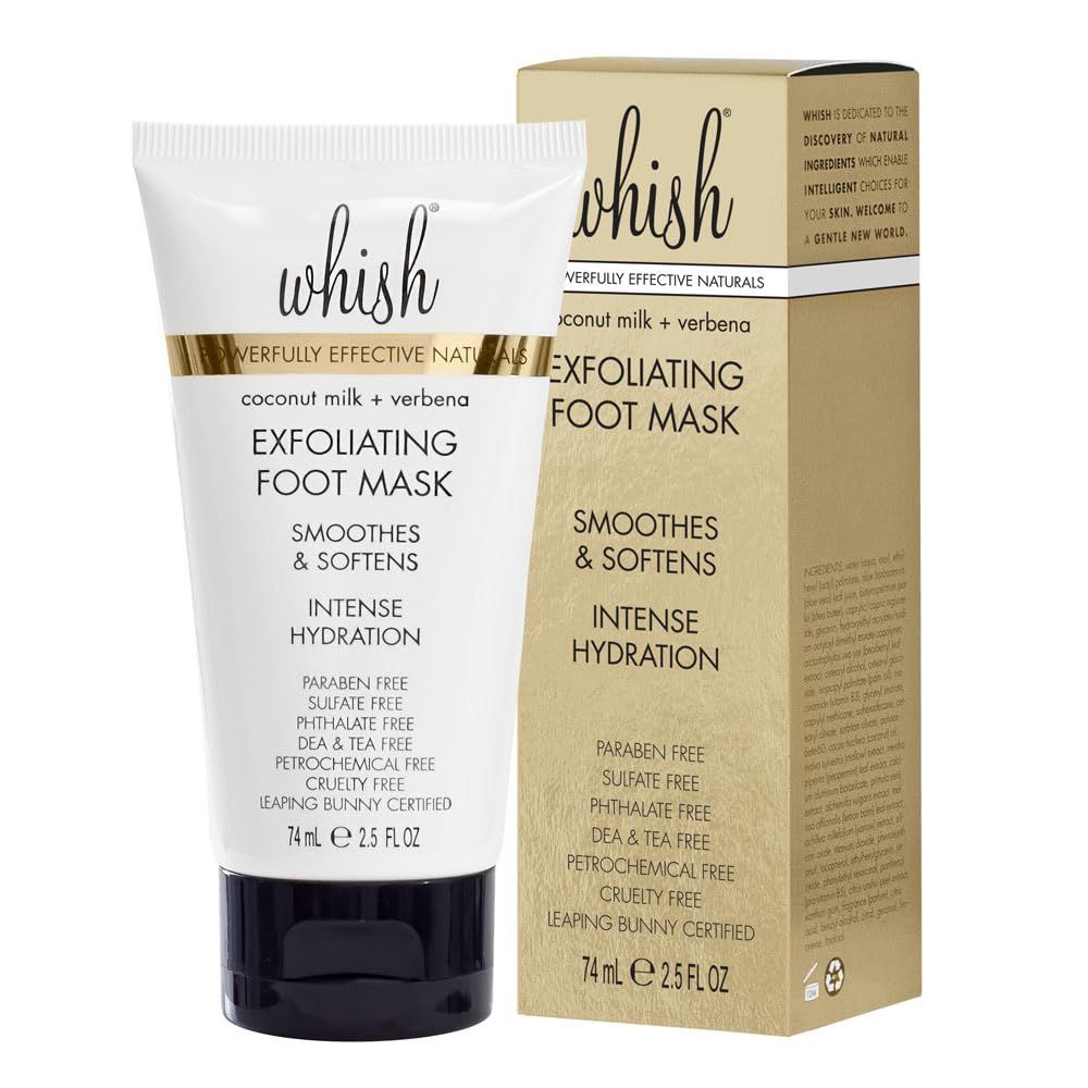 Whish Coconut Milk + Verbena Exfoliating Foot Mask - Smoothes & Softens, Intense Hydration