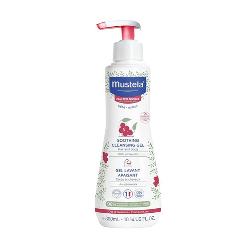 Mustela Baby Soothing Cleansing Gel | Fragrance-Free Hair & Body Wash for Sensitive Skin - 10.14 fl. oz.