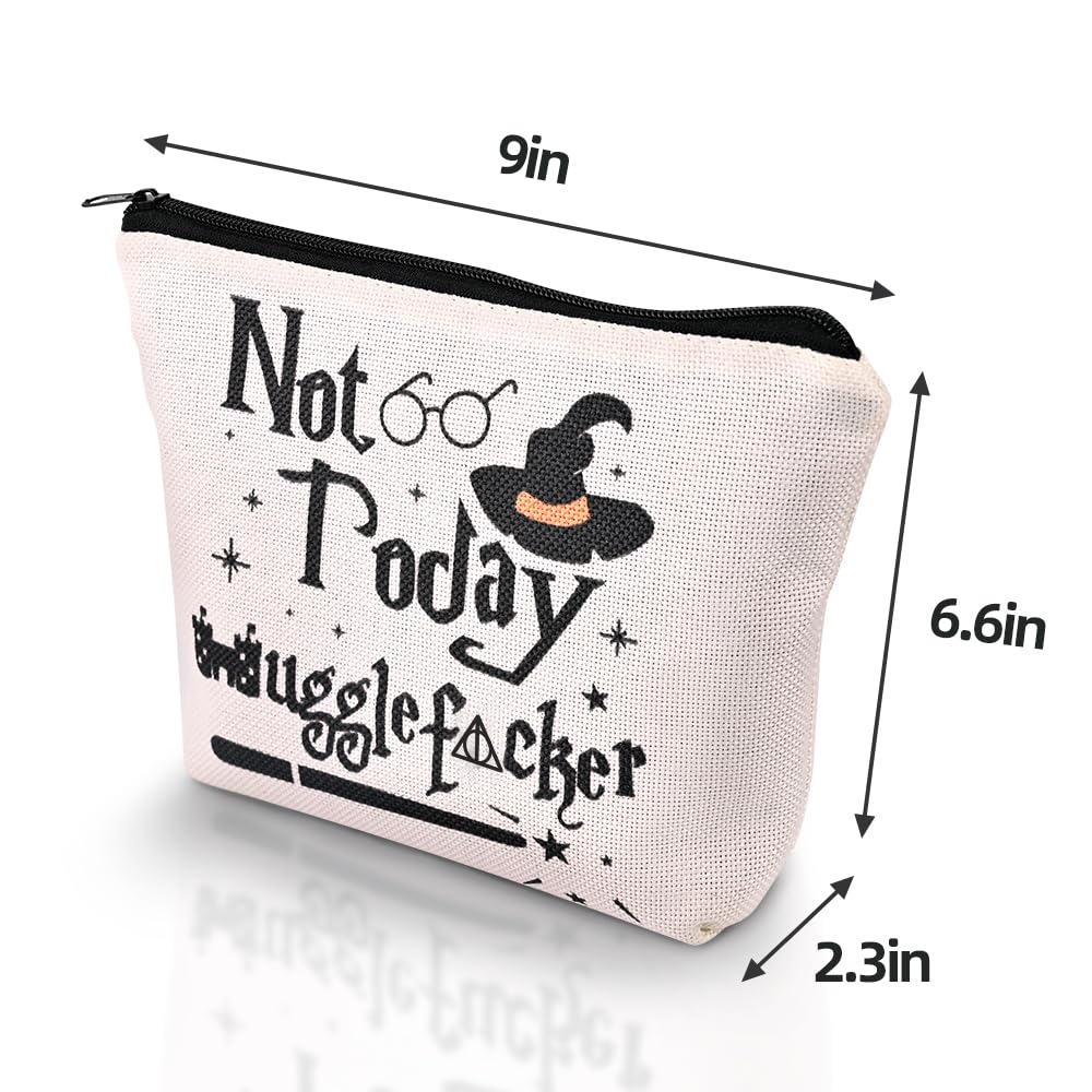 Paliboiu Magic Wizard Makeup Bag Funny Not Today Cosmetic Bag Zipper Travel Toiletry Bag Gifts for Girl Sister Women Fans