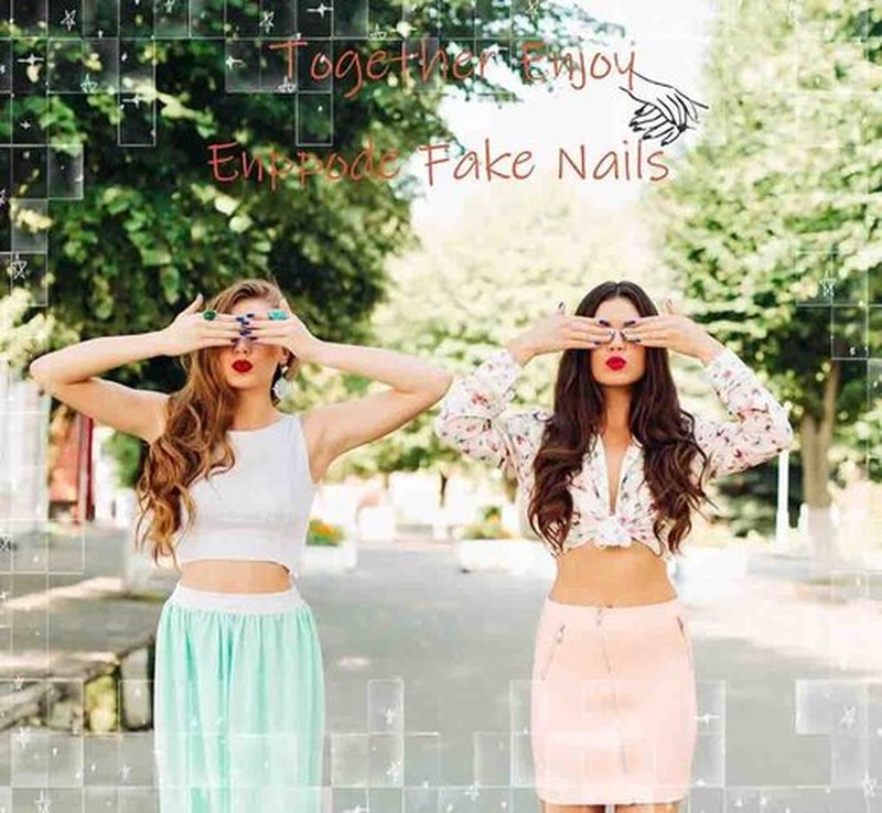 Enppode Pink Press on Nails Short Nails for Women Square Fake Nails 24 PCS/Set