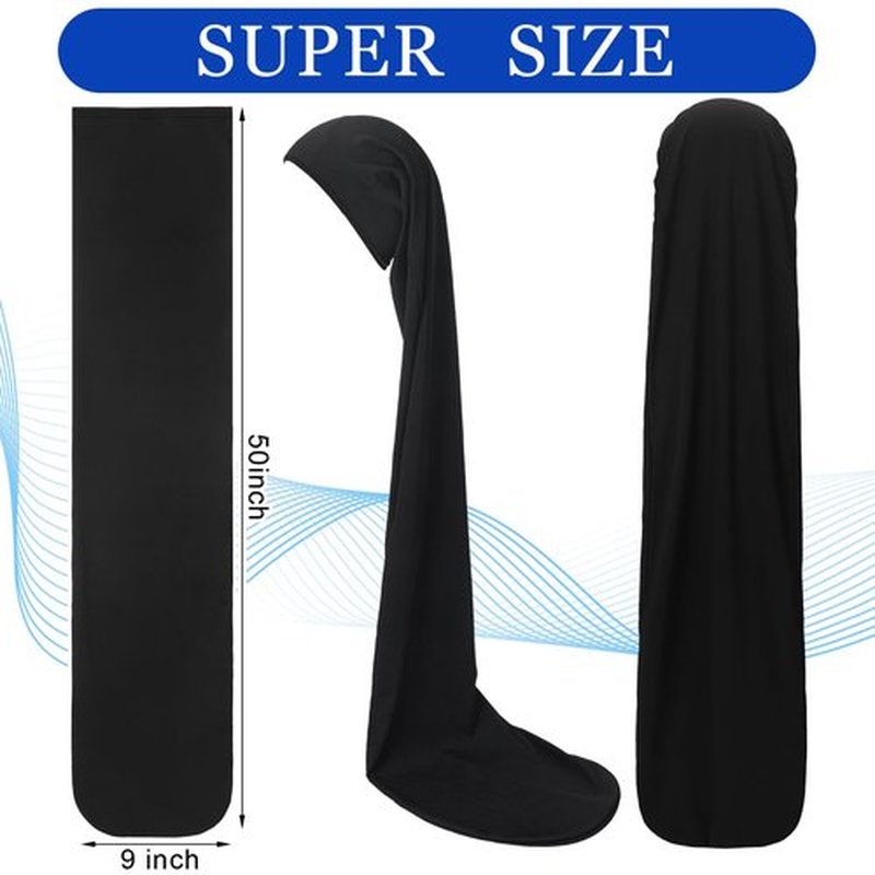 Twistover 2 Pcs Jumbo Dreadlock Cap Hair Dreads Head Wrap Loc Wraps for Dreads Hair Accessories for Men Women Sleeping(Black,Black,50 Inches)