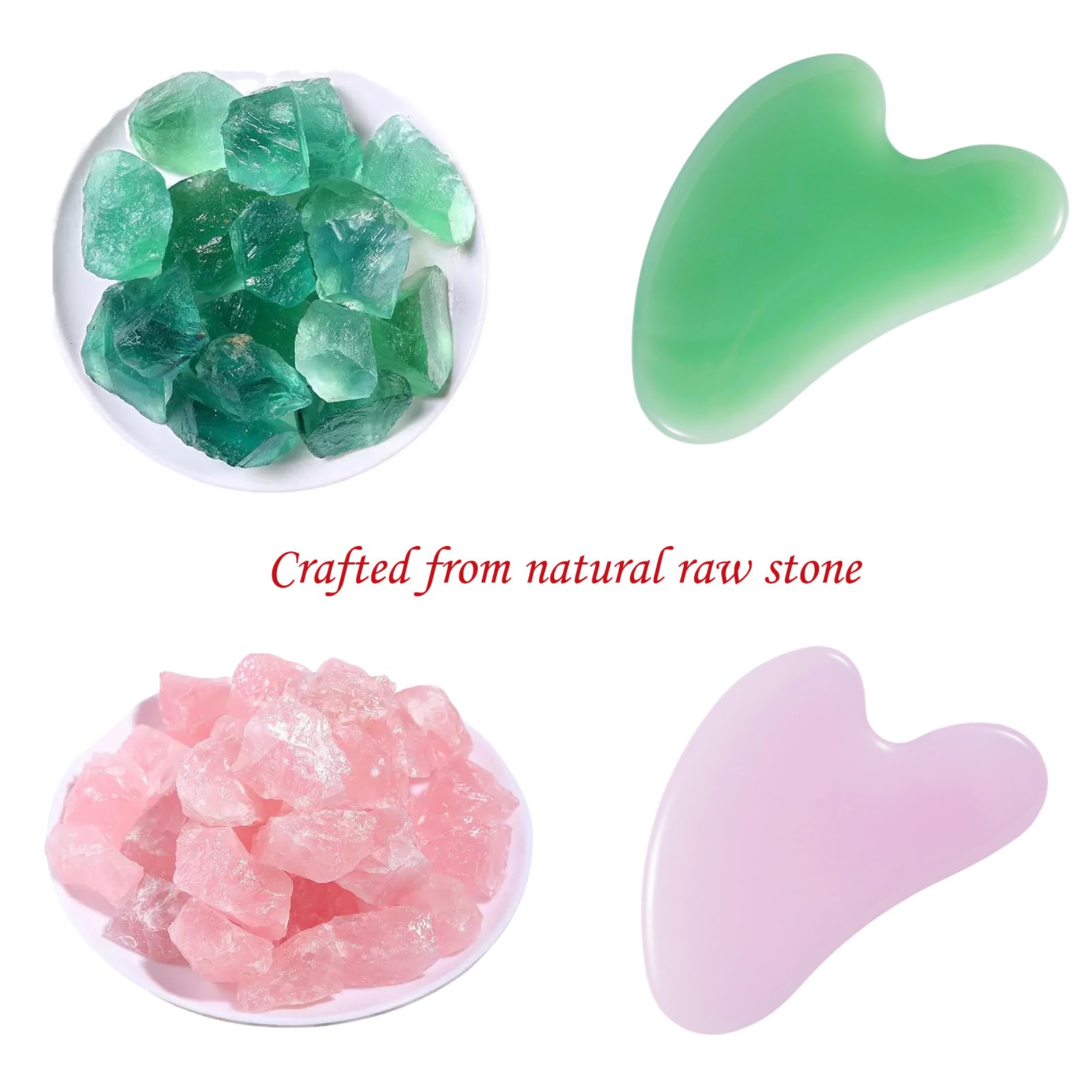 2pcs face gua sha Board Set, gua sha Jade Manual Massage Stick for face and Body, for Sculpting jaw line and eliminating Puffiness Relieving Tension Redness Daily Skincare, Men Women self Care Gifts