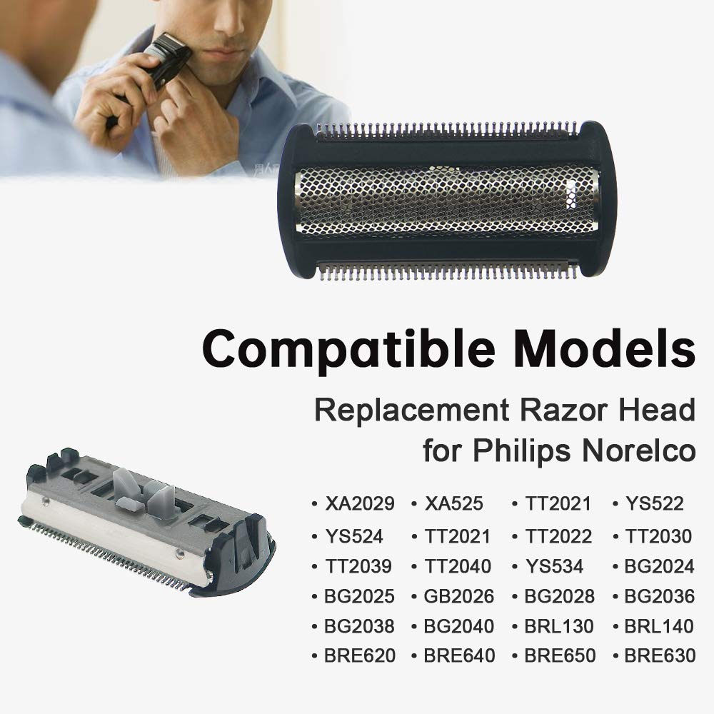WuYan Replacement Shaver Foil Head for Philips, Trimmer Shaver Head Foil Replacement Compatible for Philips Bodygroom BG2024 BG2025 BG2026 BG2028 BG2036 BG2038 BG2040