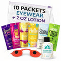 Assorted Tanning Bed Lotion (10 Packets) & EYE WEAR, Random Mix of Snooki 70X Utra Dark, Legs, Hello Weekend, Summer in a Bottle, Bonita Tan, My Beaches, Shore to Please (0.57 oz each)