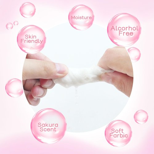 Pack of 100 Makeup Remover Wipes Individually Wrapped,Sakura Scent,Face Cleansing Wipes Bulk, Travel Towelette Makeup Remover Cloth for Face Cleansing Skin Care Remove Makeup