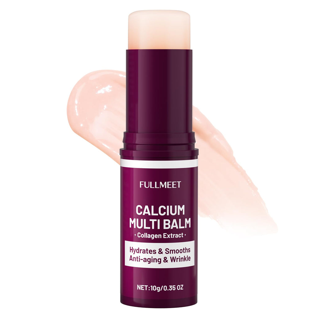 FullMeet Calcium Multi Balm Stick, Calcium Volume Multi Balm, Easy-to-control Collagen Moisturing Stick, Anti-aging, Firming, Hydrating, Multi-Purpose Skin Care for Face, Eyes, Neck, 10g