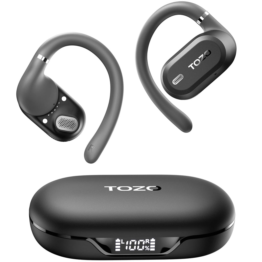 TOZO OpenWear Open Ear Earbuds, AI Translation Earbuds Real Time 145+ Languages, 60H Translator Ear Buds Audifonos Traductores Inglés Español, Bluetooth Headphones 5.4 with Smart Display for Office