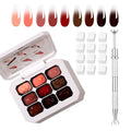 SMSMYXF Finger Secret Ombre Gel Nail Polish Set, 9 Colors, UV Pat Painting Gradient Blooming Gel Kit with Application Guide (OMBRE-5, 1SET)