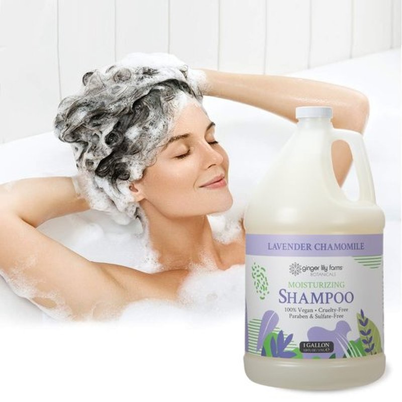 Ginger Lily Farms Botanicals Moisturizing Shampoo for All Hair Types, 100% Vegan & Cruelty-Free, Lavender Chamomile Scent, 1 Gallon Refill (128 fl oz)