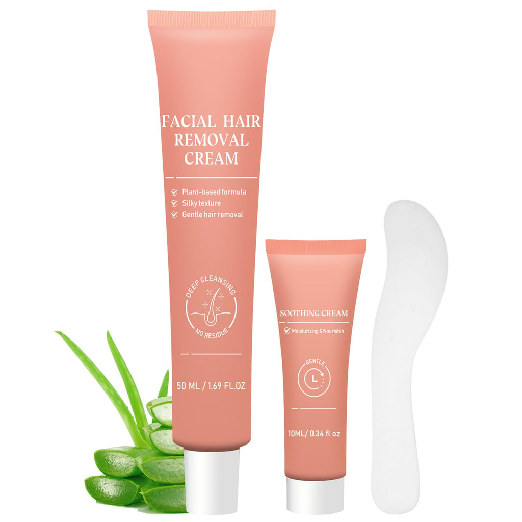 Facial Hair Removal Cream for Women, Painless & Flawless Depilatory Cream for Face Upper Lip Chin Hair Remover, Gentle Formula for Sensitive Skin