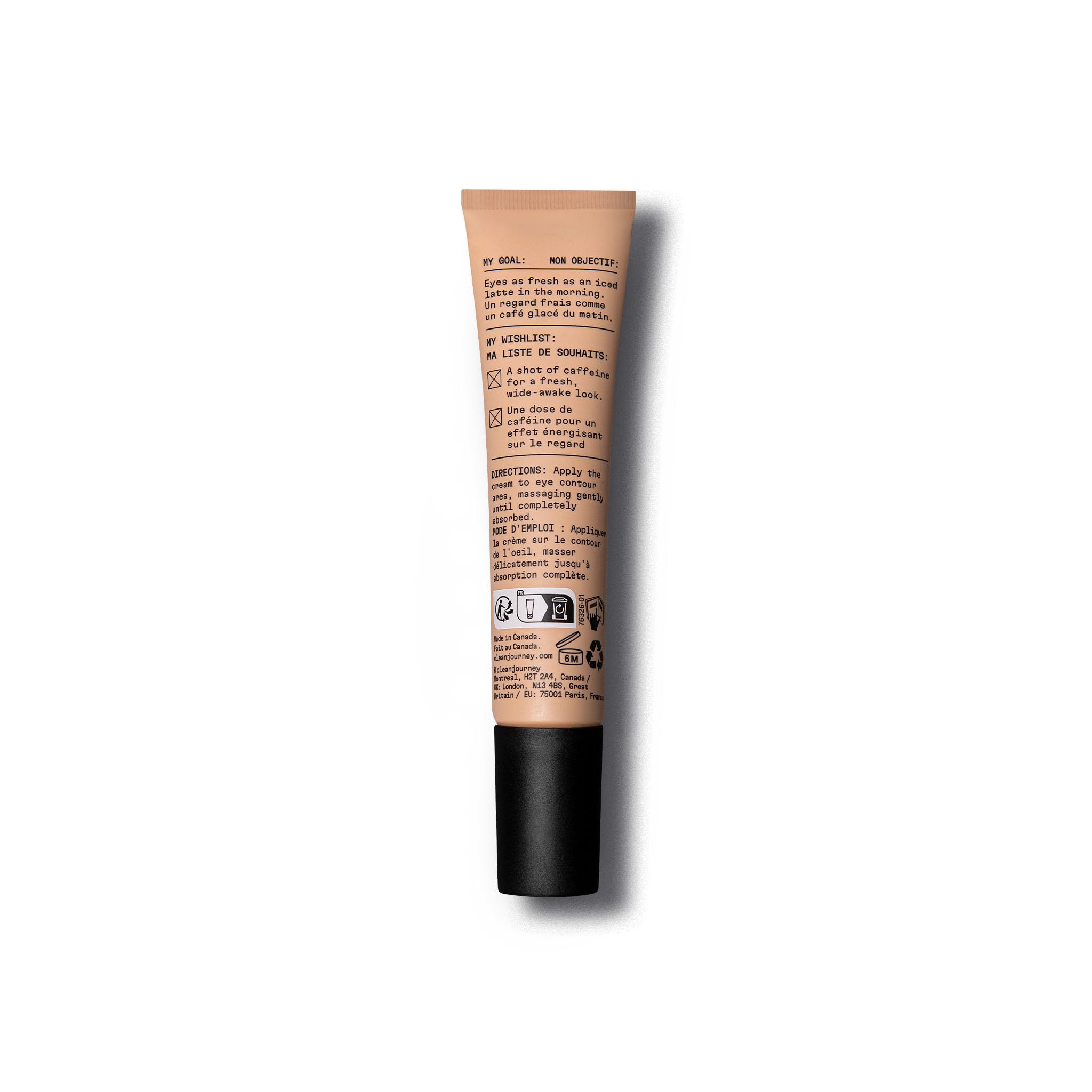 cleanjourney Hydrating Eye Cream, Brightening & De-Puffing Formula with Hyaluronic Acid & Caffeine for Smooth, Revitalized Under Eyes, Vegan, EWG Verified Skincare, Unscented, 0.5 Fl Oz