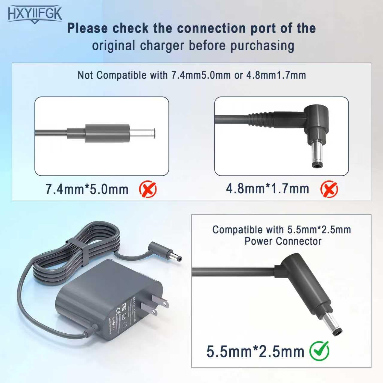 26.1V Cordless Vacuum Cleaner Charger Compatible with Dyson V6 V7 V8 SV04 SV03 DC59 DC58 DC62,Absolute Animal Motorhead 209468-01 209568-01 967813-02 205720-02 Power Cord (Not for V10/V11/V12 Models)