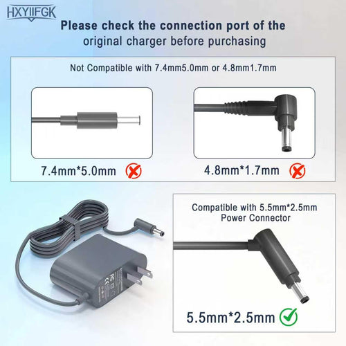 26.1V Cordless Vacuum Cleaner Charger Compatible with Dyson V6 V7 V8 SV04 SV03 DC59 DC58 DC62,Absolute Animal Motorhead 209468-01 209568-01 967813-02 205720-02 Power Cord (Not for V10/V11/V12 Models)