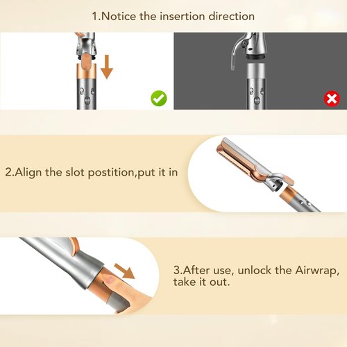 TOSAGE Airflow Attachment for Dyson Airwrap Styler, Straight Attachment No Hot Plates for Smooth Hair Style with Less Damage for Dyson Airwrap HS01 HS05 HS08 i.d. Copper