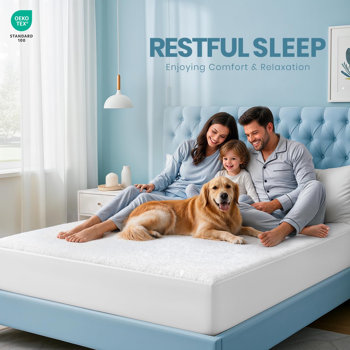 Full Size Mattress Protector Waterproof, Premium 200 GSM Terry Mattress Cover, Soft & Breathable Bed Cover, Fitted Sheet Style Stretchable Deep Pockets 15" by Utopia Bedding (White)