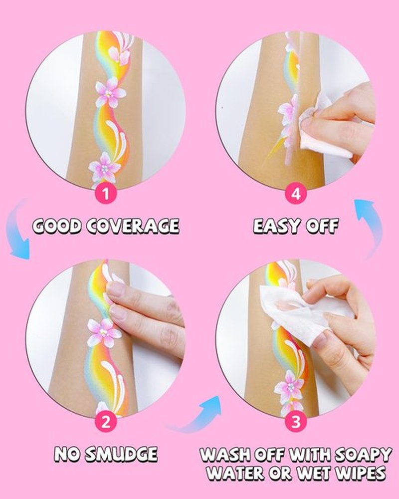 Anka Bella Professional Water Activated Rainbow Cake Face Paint（Pink Yellow）50gm,Hypoallergenic, Non-Toxic,Face Body Painting Makeup
