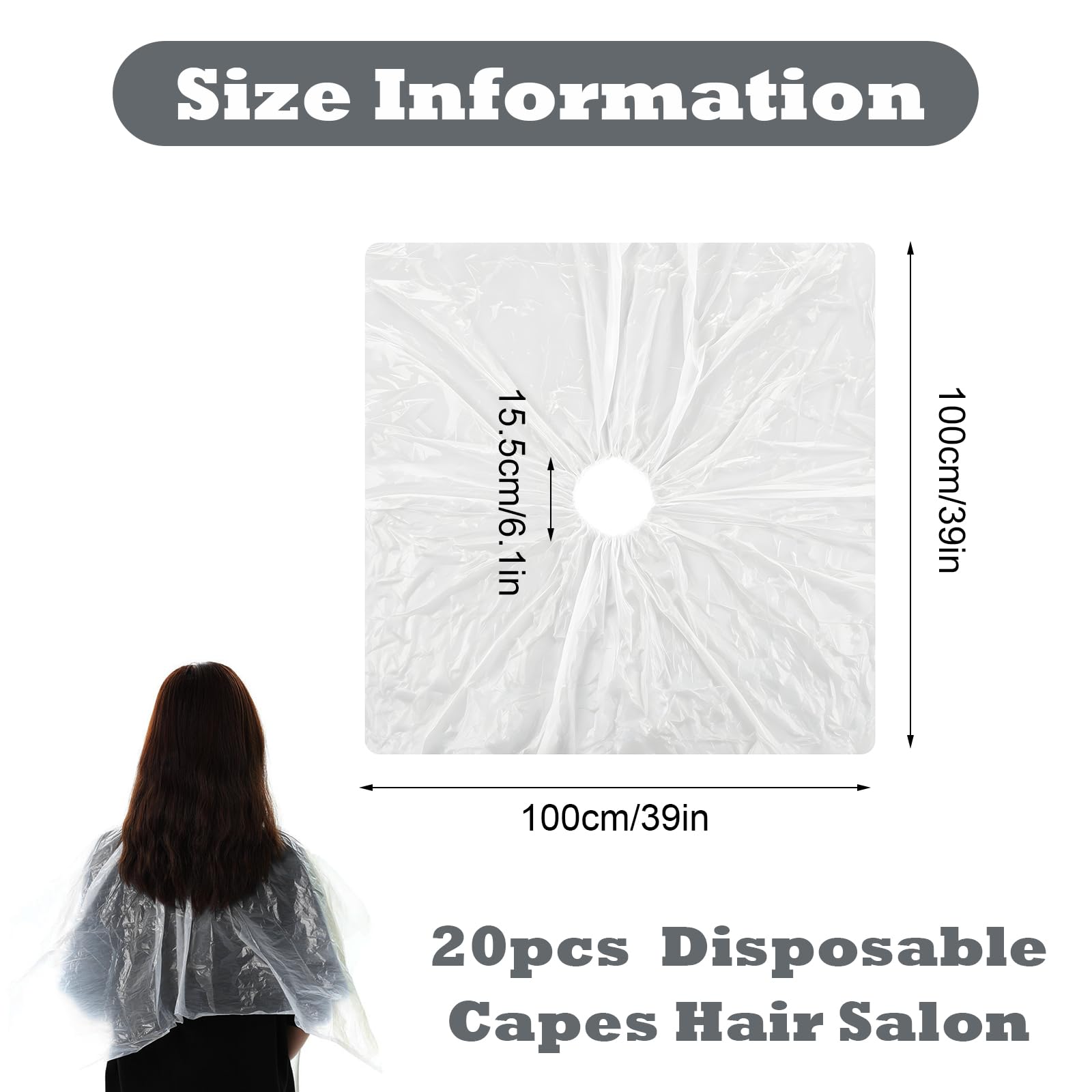 20 Pcs Disposable Capes Waterproof Hair Cutting Cape Hair Color Cape Disposable Hair Salon Capes for Hair Stylist, Hair Dye and Styling Bibs for Home and Salon Use 39 x 39 inch Disposable Barber Cape