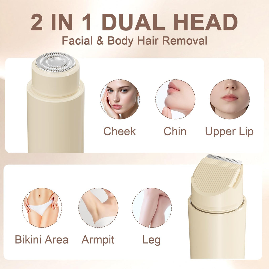Bikini Trimmer for Women, 2-in-1 Rechargeable Electric Razor for Pubic Hair, IPX7 Waterproof Wet & Dry Use, Painless Electric Shaver for Private Area Bikini Shaver for Legs, Face, and Underarms