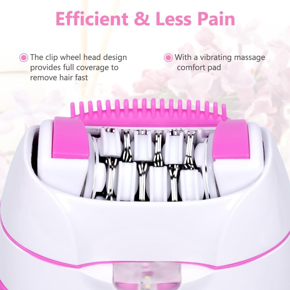 Epilator for Women, Smooth Glide Epilator Facial Hair Remover for Women with 2 Speed & LED Light, Electric Facial Hair Removal Suitable for Face, Bikini Areas, Underarms, Arms, Legs