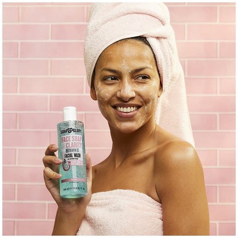 Soap & Glory Vitamin C Brightening Facial Cleanser - 3-in-1 Foaming Face Wash & Exfoliant | Deep Cleansing & Hydrating (11.8 fl oz)