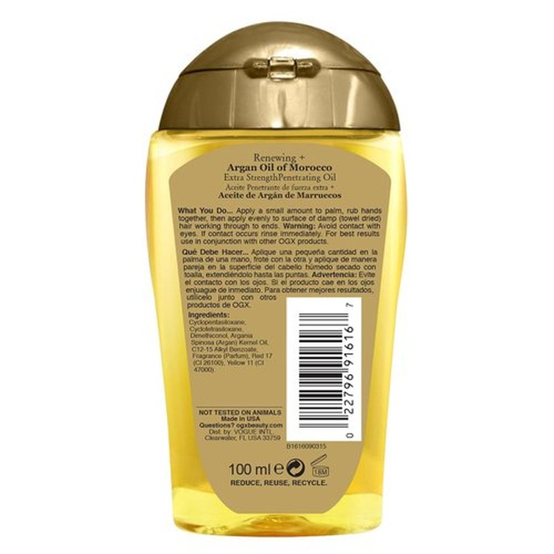 OGX Extra Strength Renewing Argan Oil Hair Treatment - Deep Moisturizing Serum for Dry, Damaged Hair | 3.3 Fl Oz