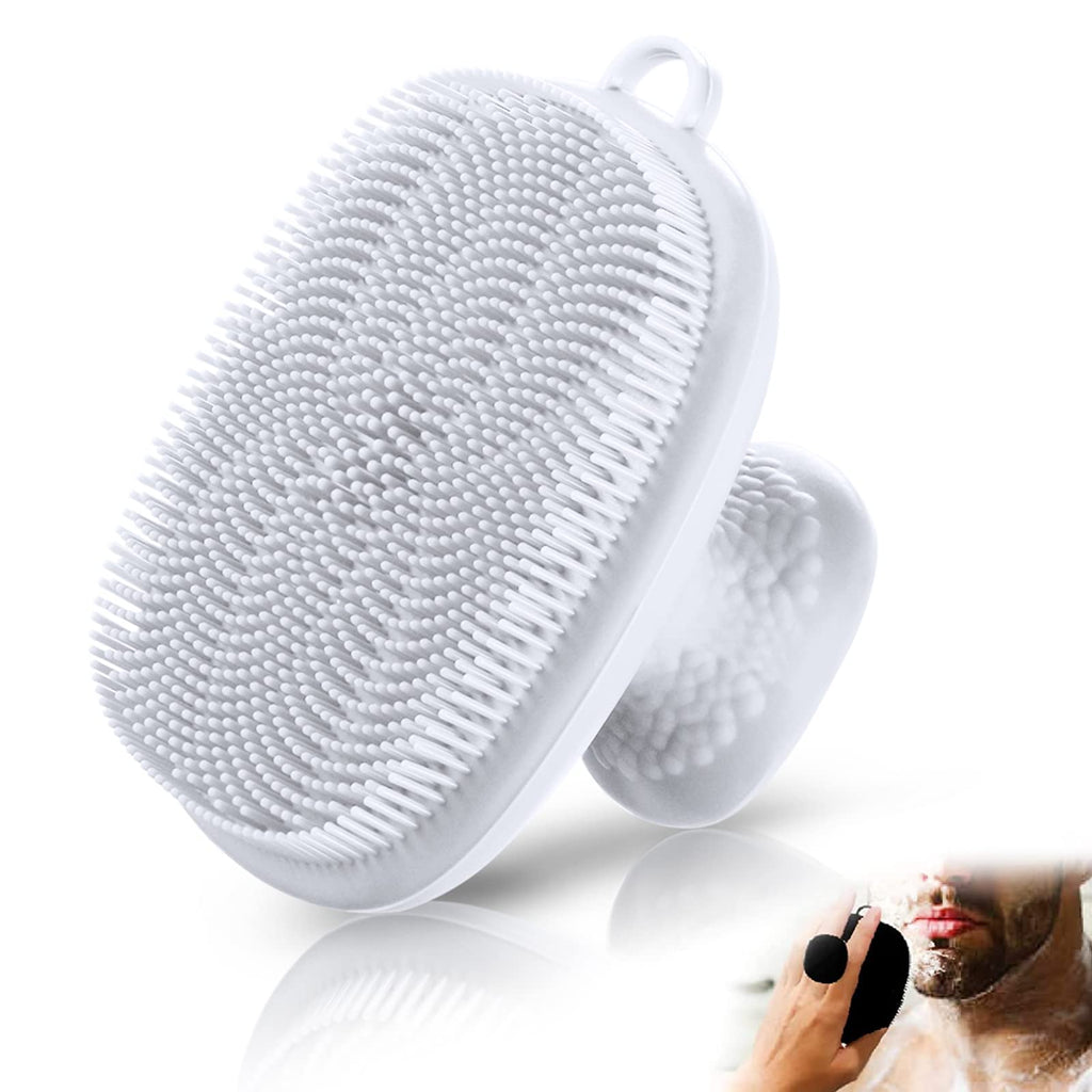 Silicone Face Scrubber for Men Facial Cleansing Brush Silicone Face Wash Brush Manual Waterproof Cleansing Skin Care Face Brushes for Cleansing and Exfoliating (White)