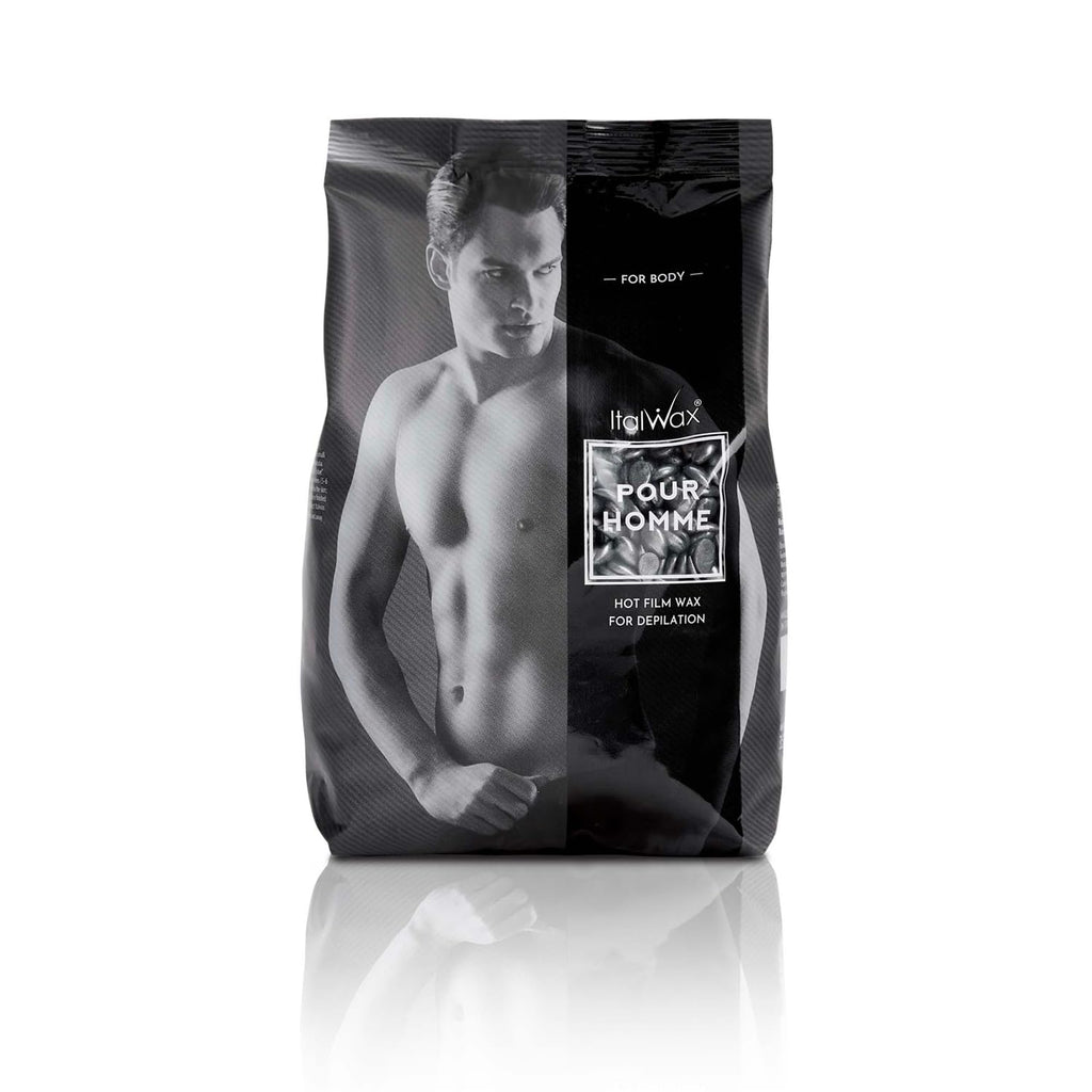 Italwax Pour Homme - 1kg / 2.2lb - Hard wax beads for hair removal - Special for man - Natural formulation - Easily removes coarse hairs - Ideal for barber shops