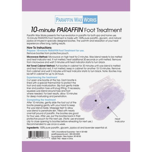 Paraffin Wax Works 10-Minute Paraffin Foot Treatment, Spa and Home Treatment Booties, Relaxing Lavender, One-Pair