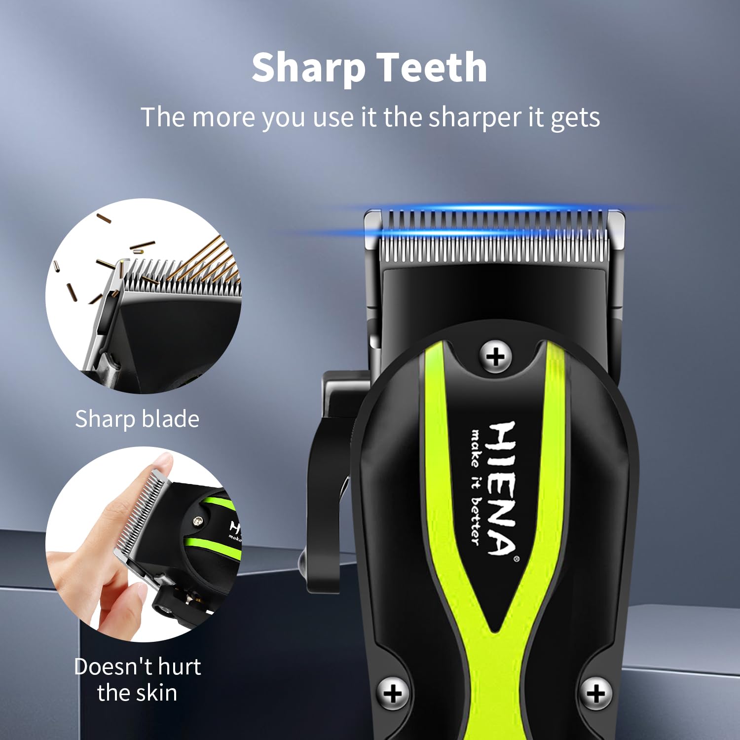 HIENA PRO Hair Clippers for Men, Professional Electric Hair Clipper and Trimmer, Rechargeable Haircut Clipper, Cordless Hair Cutting Tool with LED Display, Perfect Gifts for Men(Green)