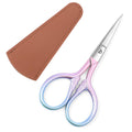LOBODT Small Precision Scissors, 3.5inch Stainless Steel Multi-Purpose Vintage Beauty Grooming Kit for Facial Hair, Eyebrow, Eyelash, Beard, Nose, Moustache Trimming with PU Sheath