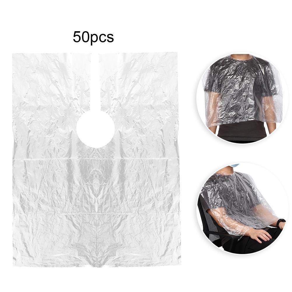 ZJchao 50pcs Disposable Hairdressing Cape, Adjustable and Clear Barber Cape Cutting, Dyeing, Perming, Coloring, 64 x 82cm