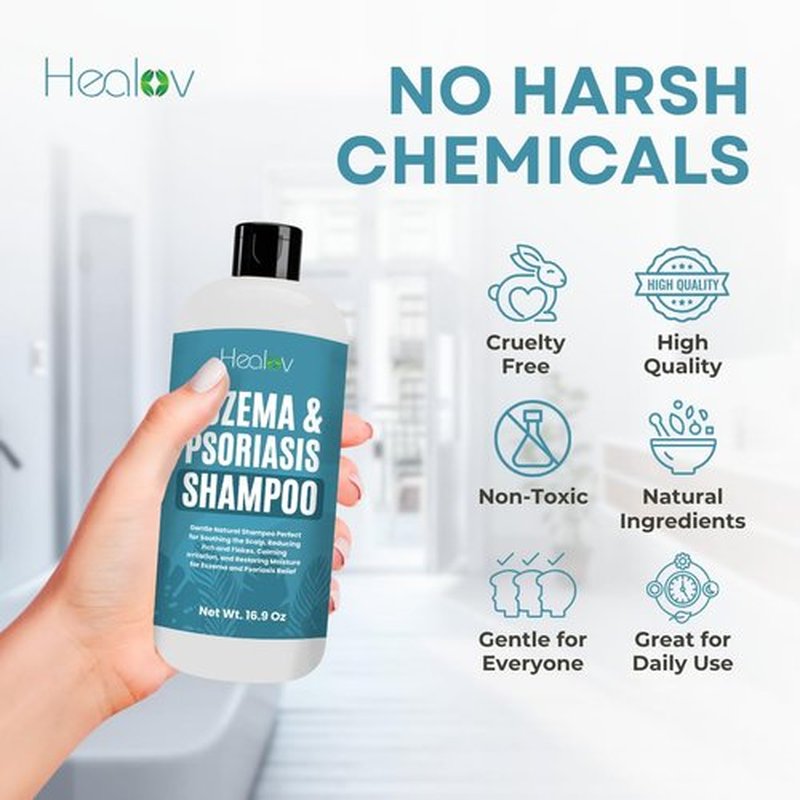 Eczema Shampoo – All-Natural Dermatitis & Psoriasis Treatment for Dry, Itchy, Flaky Skin – Daily Dandruff & Scalp Treatment – Itchy Scalp Relief for Men, Women & Kids – Eczema Soap Shampoo 16.9 oz